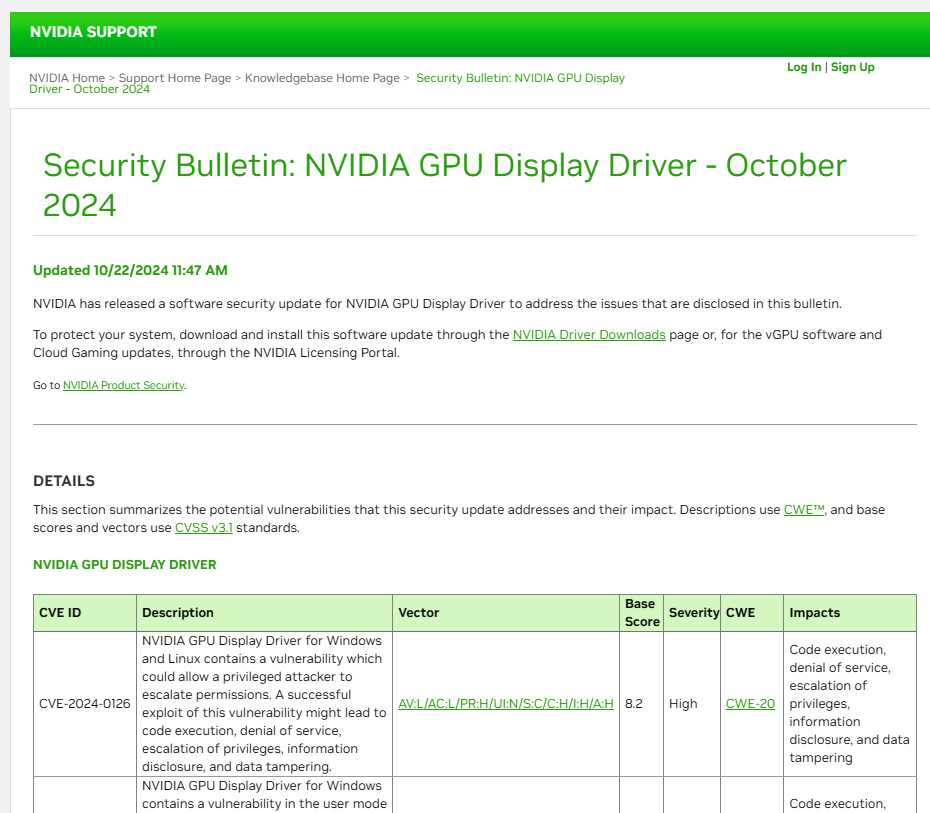 Виробник графічних карт Nvidia б'є на сполох для всіх власників GeForce GPU