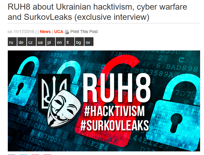 RUH8 conducted a successful cyberattack, hacking the email of Vladislav Surkov