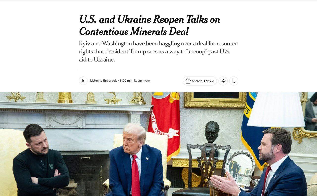 The New York Times, new, significantly stricter terms for a potential mineral agreement between the US and Ukraine have emerged.