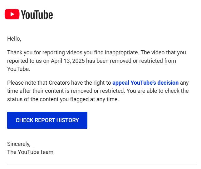 Thank you for reporting videos you find inappropriate.