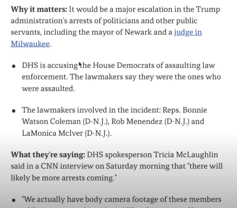 Potential Arrests Eyed for House Democrats Following ICE Facility Incident