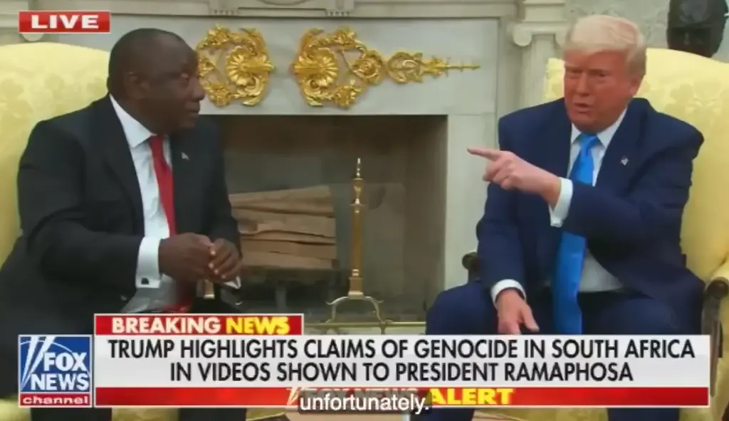 President Trump's Oval Office Meeting with South African President Ramaphosa Featured Videos Alleging Genocide Against White South Africans A Claim Widely Debunked