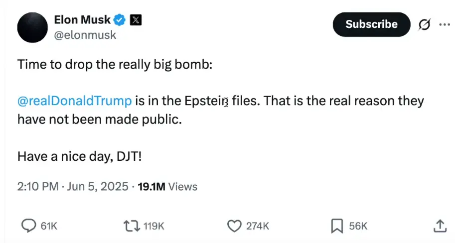 Elon Musk Drops a Bombshell Claiming Donald Trump's Presence in Unreleased Epstein Files is the Real Reason for Their Secrecy