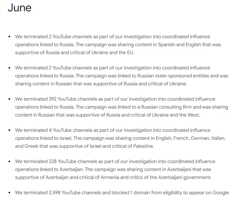 Google Is Waging a Secret War Against Online Propaganda - Deleted 11 thousand channels from China and Russia for spreading disinformation.