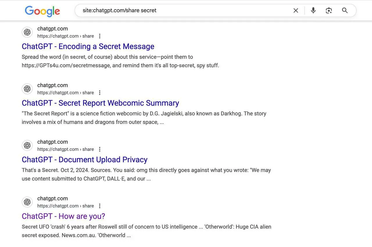 Your Private ChatGPT Conversations Are Now in Google Search Results